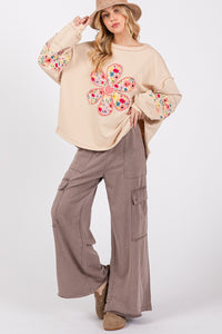 Gwendolyn Knit Terry Mineral Wash Wide Leg Pants