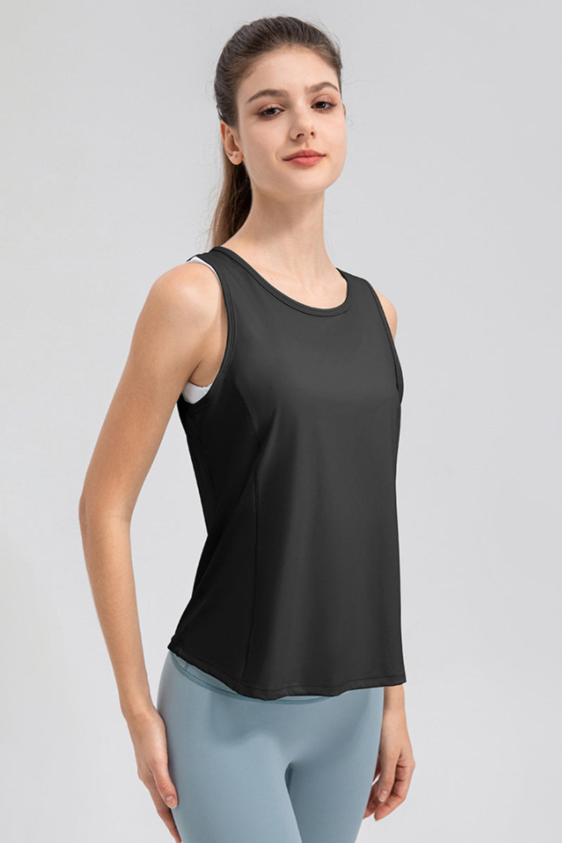 Sophia Wide Strap Round Neck Active Tank