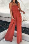 Virginia Smocked Spaghetti Strap Wide Leg Jumpsuit