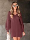 Amirah V-Neck Long Sleeve Sweater Dress