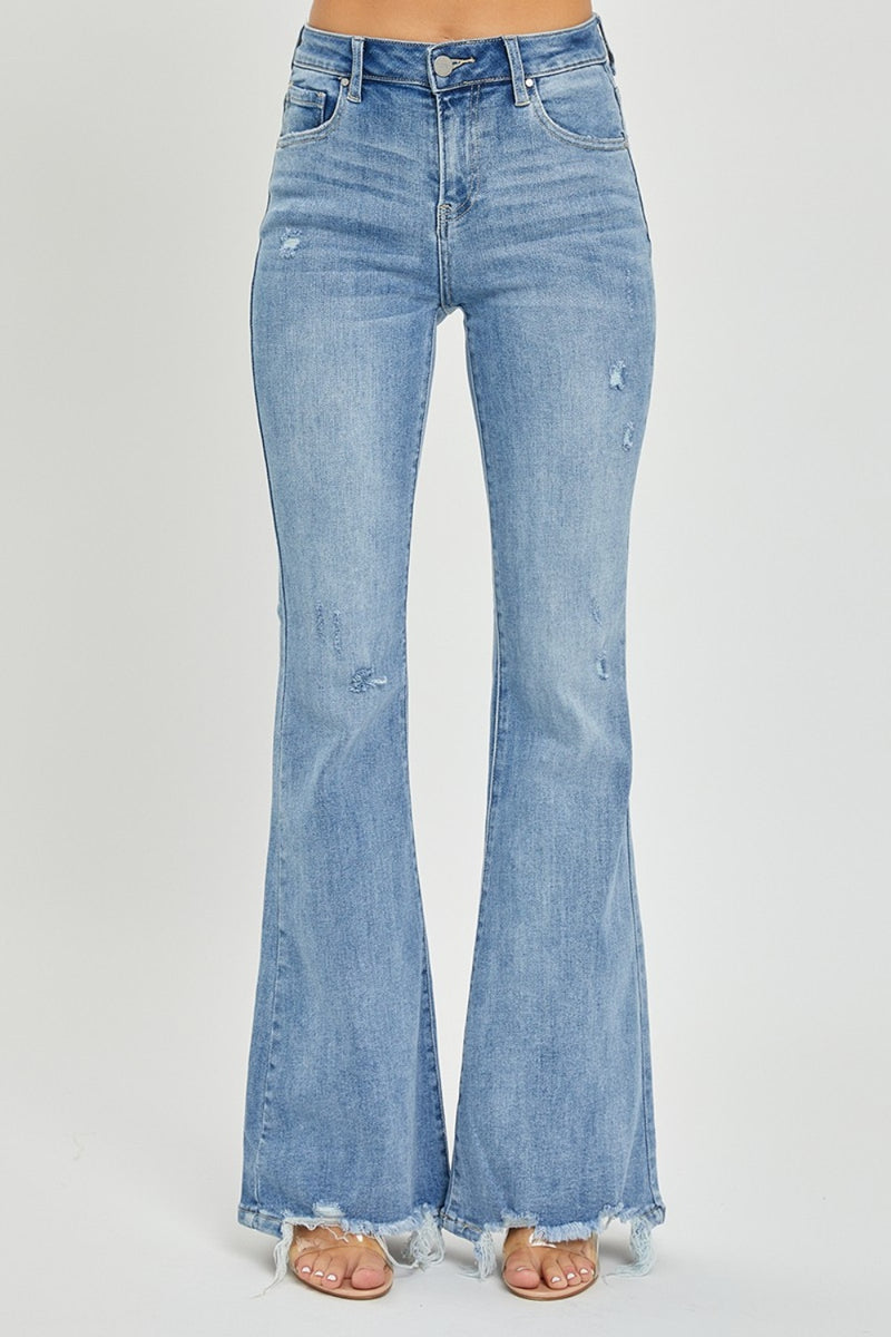 Hallie High Rise Frayed Hem Flare Jeans