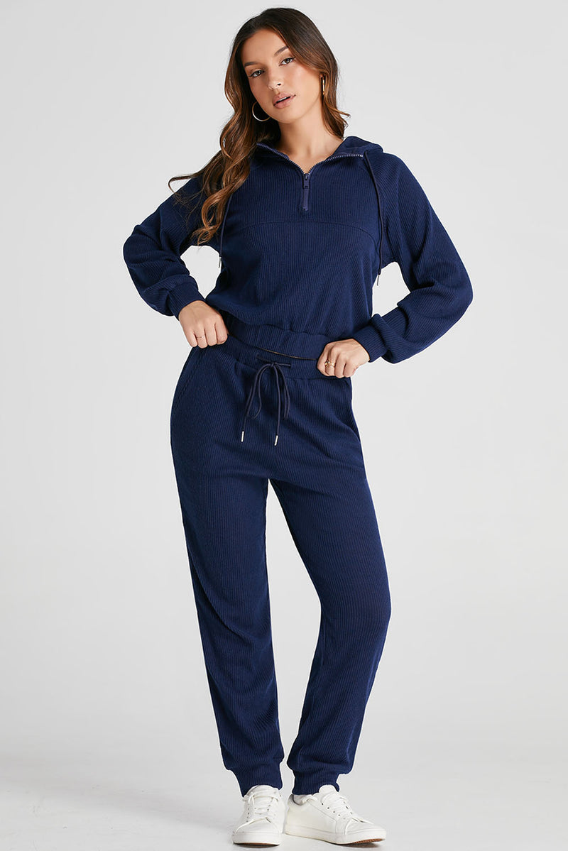 Blakely Drawstring Half Zip Hoodie and Joggers Active Set