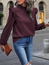 Sarah Mock Neck Ruffle Shoulder Blouse