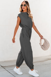 Mabel Cutout Drawstring Cap Sleeve Jumpsuit