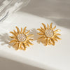 Elliot Stainless Steel Inlaid Rhinestone Sun Shape Stud Earrings