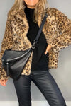 Nyomi Leopard Furry Collared Neck Long Sleeve Coat