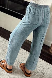 Araceli Drawstring High Waist Jeans with Pockets