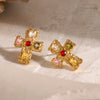 Oaklyn 18K Gold-Plated Zircon Cross Earrings