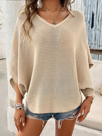 Marlowe V-Neck Batwing Sleeve Knit Top