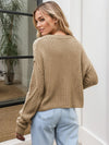 Elodie Cable-Knit Round Neck Dropped Shoulder Sweater