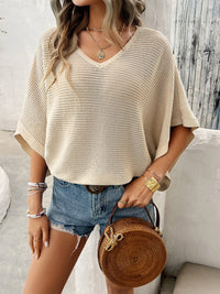 Marlowe V-Neck Batwing Sleeve Knit Top