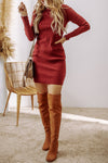 Valerie Ribbed Mock Neck Long Sleeve Mini Dress