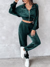 Cecelia Zip Up Long Sleeve Cropped Top and Joggers Set