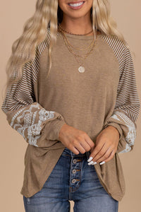 Jasmine Striped Round Neck Long Sleeve Blouse