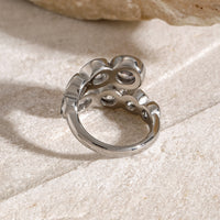 Kai Stainless Steel Inlaid Zircon Bypass Ring