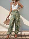 Elowyn Smocked Slit Printed High Waist Pants