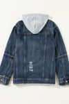 Everly Fake Two-Piece Hooded Zip-Up Denim Jacket