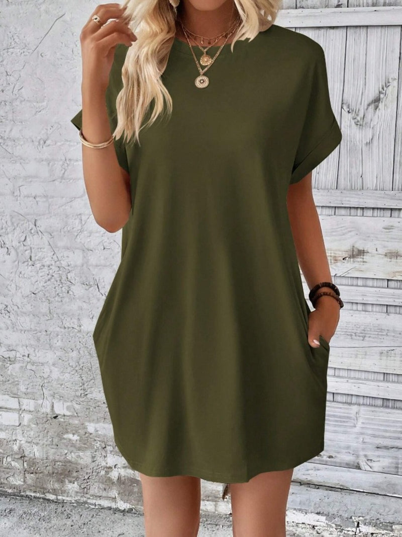 Evelynn Pocketed Round Neck Short Sleeve Dress