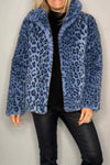 Nyomi Leopard Furry Collared Neck Long Sleeve Coat