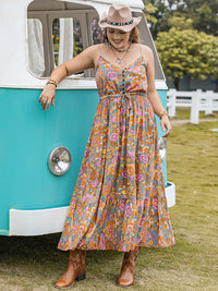 Jenna Drawstring Ruffle Hem Maxi Dress