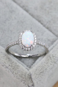 Brooklynn Opal 925 Sterling Silver Halo Ring