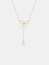 Kamilah Stainless Steel Bow Pendant Necklace with Pearls