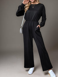 Wren Tied Round Neck Wide Leg Jumpsuit