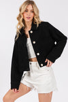 Abigail Button Down Cropped Denim Jacket with Patch Pockets