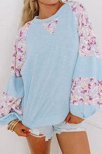 Heaven Printed Round Neck Balloon Sleeve Blouse