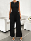 Valery Round Neck Sleeveless Wide Leg Jumpsuit