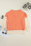 Adaline Slit Striped Long Sleeve Sweatshirt