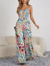 Jocelyn Decorative Button Spaghetti Strap Wide Leg Jumpsuit