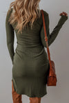 Blakely Slit Round Neck Long Sleeve Mini Dress