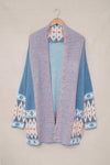 Autumn Geometric Open Front Long Sleeve Cardigan