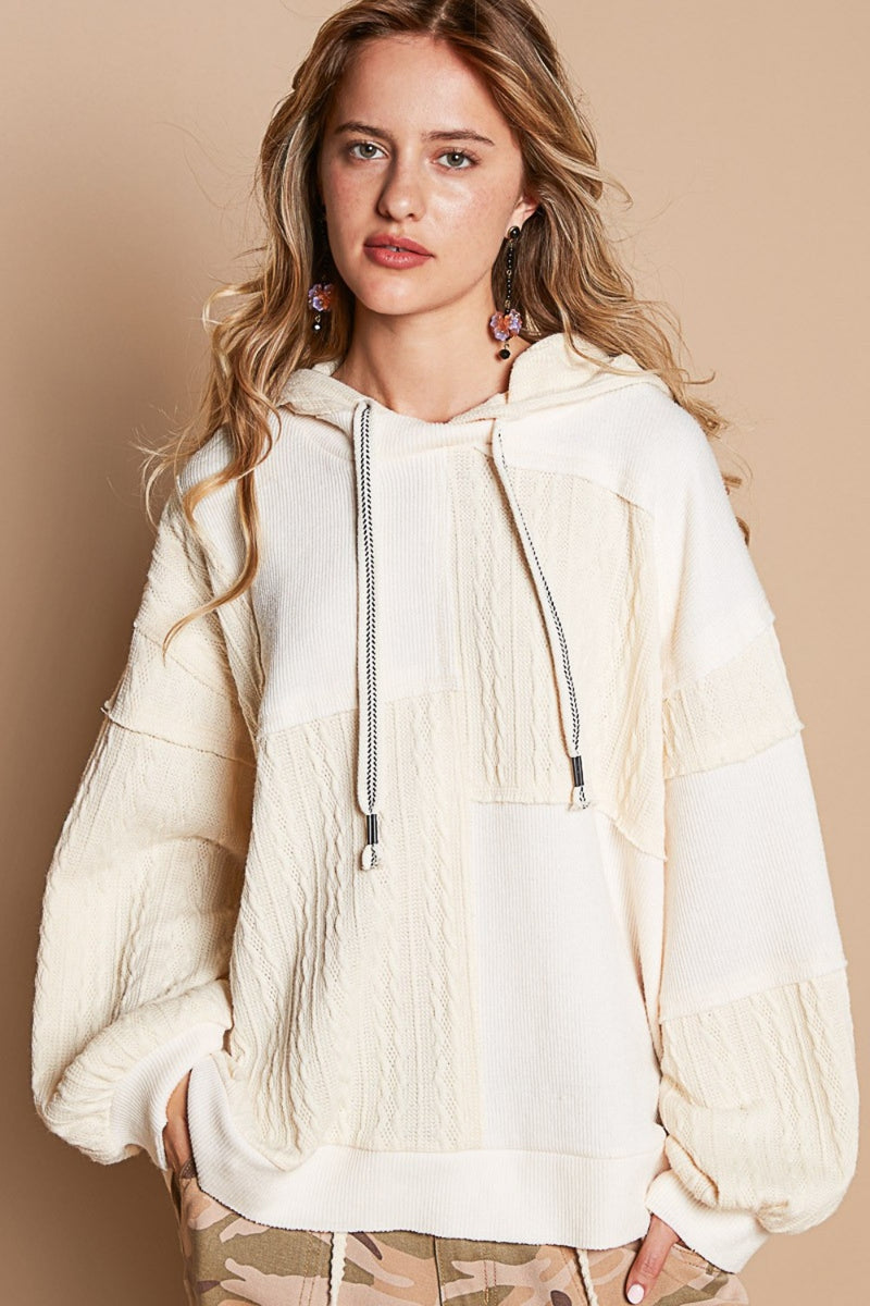 Natalia Exposed Seam Hooded Knit Top