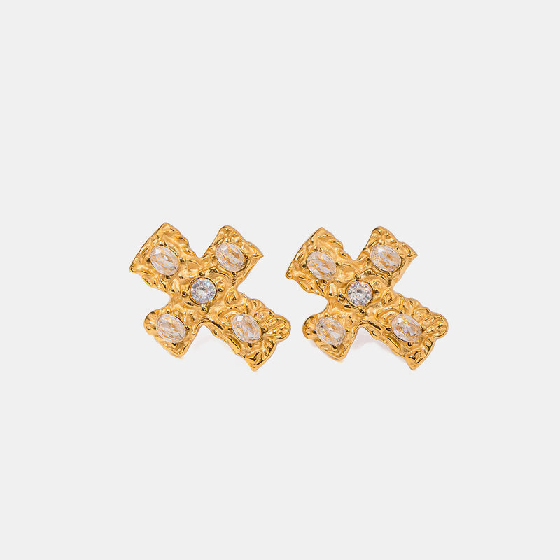 Oaklyn 18K Gold-Plated Zircon Cross Earrings