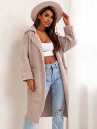 Arya Pocketed Collared Neck Dropped Shoulder Cardigan