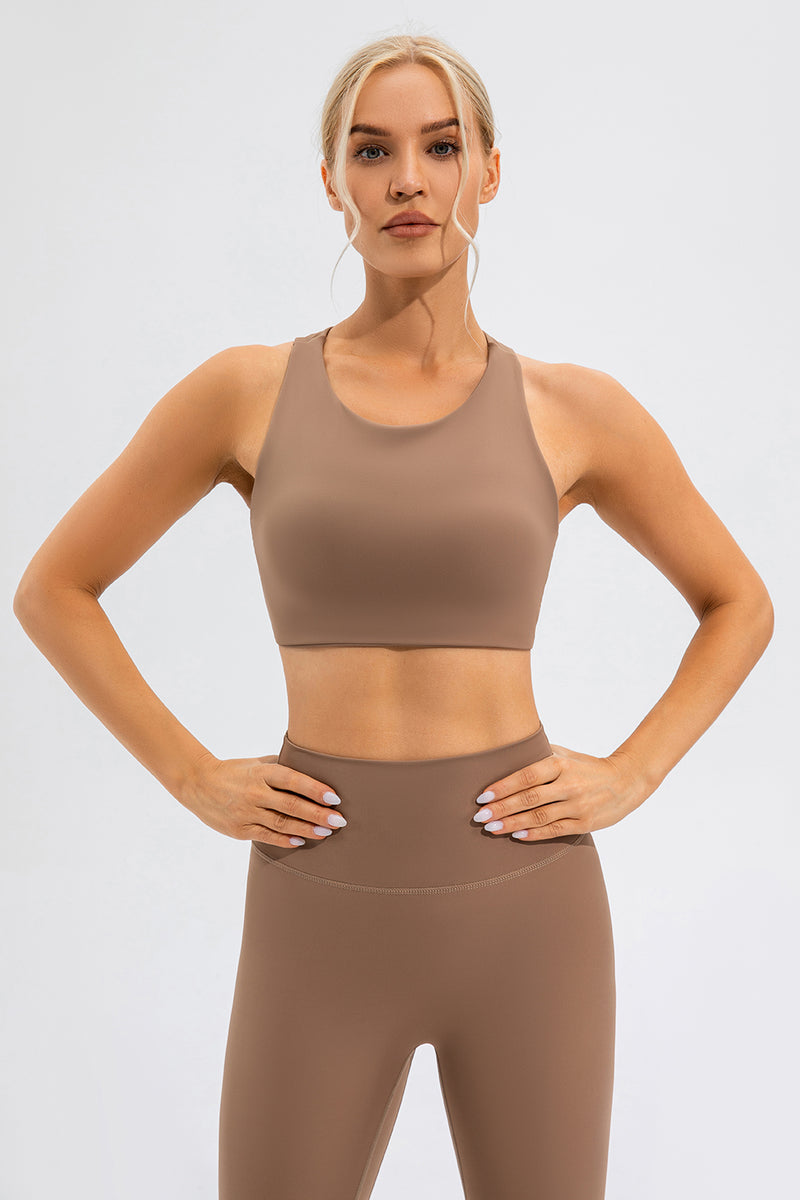 Thalia Round Neck Cutout Cropped Active Tank