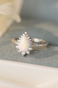 Reign Platinum-Plated Opal Pear Shape Ring