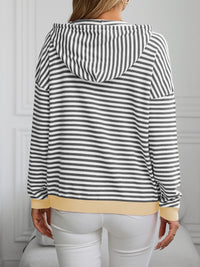 Lena Striped Long Sleeve Hooded Knit Top