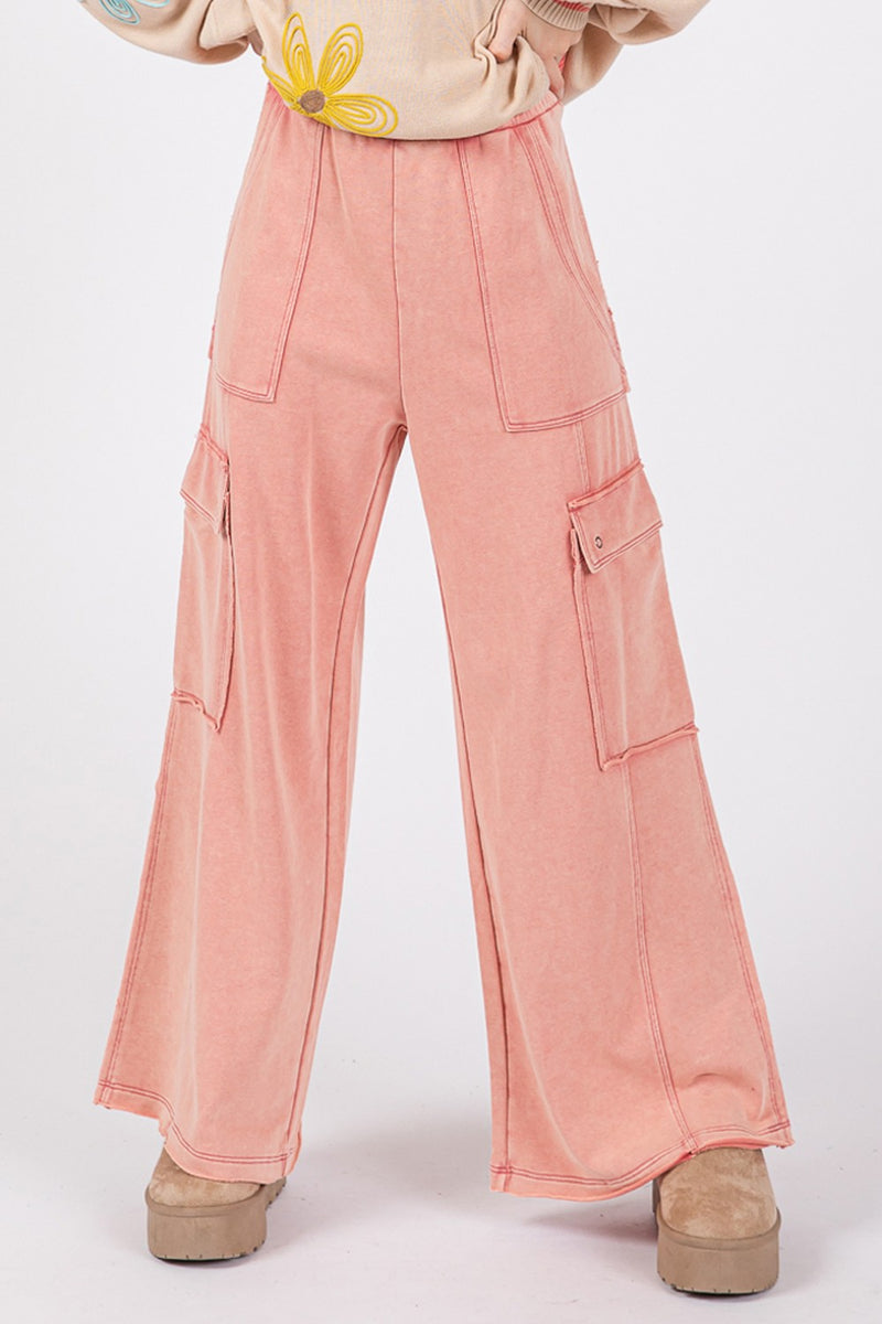 Brynn Knit Terry Mineral Wash Wide Leg Pants