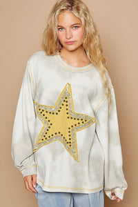 Milana Washed Star Patch With Studded Top