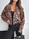 Henley Leopard Collared Neck Cropped Jacket