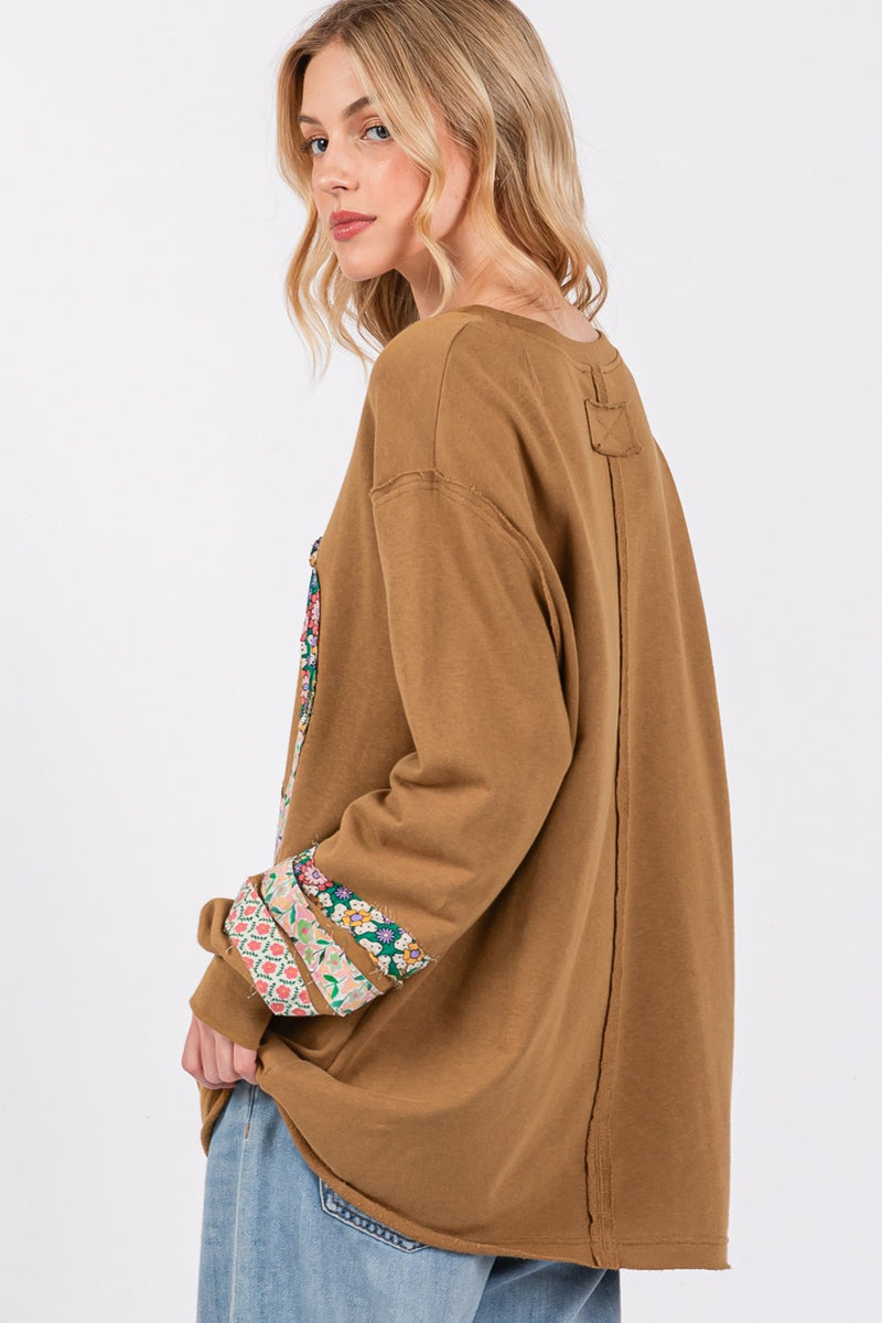 Elowyn Peace Applique Patch Long Sleeve Top