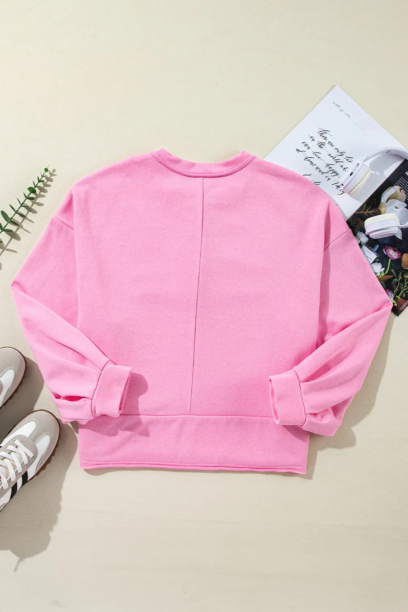 Poppy Half Button Long Sleeve Sweatshirt