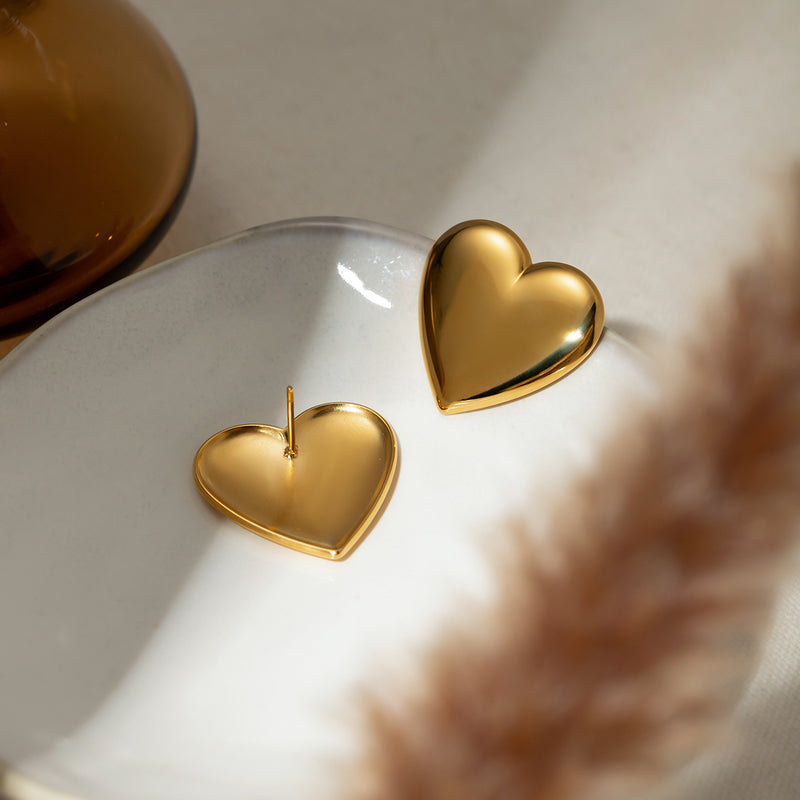 Skyla Stainless Steel Heart Stud Earrings