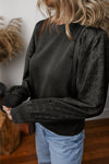 Sadie Eyelet Round Neck Long Sleeve Sweatshirt