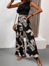 Teresa Ruffled Sleeveless Top and Printed Pants Set