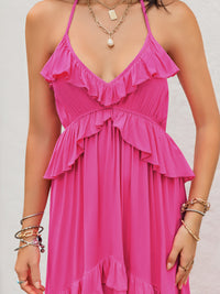 Lottie Ruffled Halter Neck Sleeveless Maxi Dress