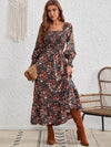 Emmeline Smocked Floral Square Neck Long Sleeve Dress